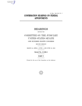 Confirmation Hearings on Federal Appointments