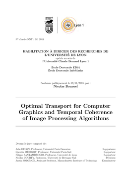 Optimal Transport for Computer Graphics and Temporal Coherence of Image Processing Algorithms