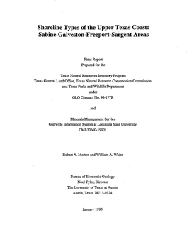 Shoreline Types of the Upper Texas Coast: Sabine-Galveston-Freeport-Sargent Areas
