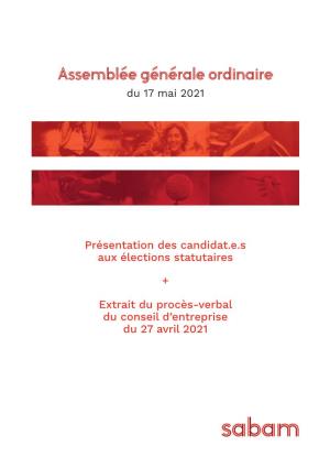 Assemblée Générale Ordinaire Du 17 Mai 2021