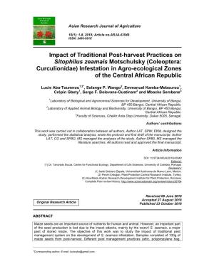 Impact of Traditional Post-Harvest Practices on Sitophilus Zeamais