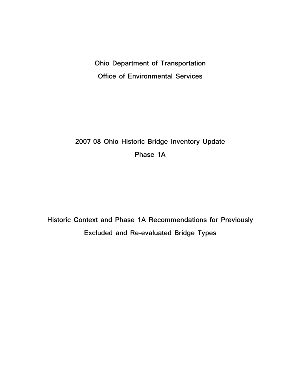 Ohio Department of Transportation Office of Environmental Services