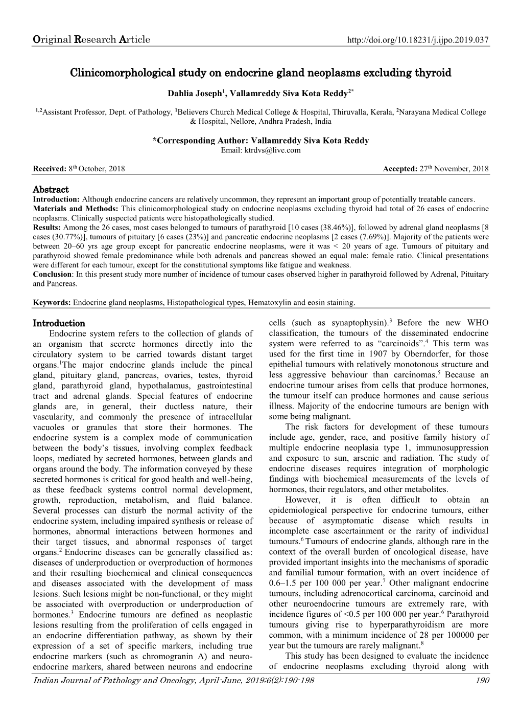 Clinicomorphological Study on Endocrine Gland Neoplasms Excluding Thyroid