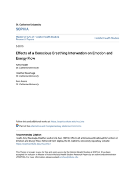 Effects of a Conscious Breathing Intervention on Emotion and Energy Flow