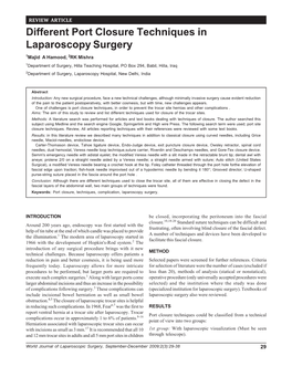Different Port Closure Techniques in Laparoscopy Surgery Different Port Closure Techniques in Laparoscopy Surgery