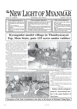 Kyongadat Model Village in Thanbyuzayat Tsp, Mon State, Puts 125 Acres Under Rubber