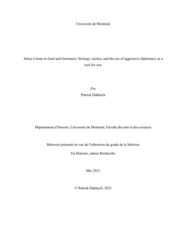 Université De Montréal Julius Caesar in Gaul and Germania