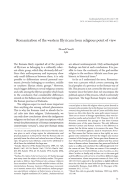 Romanization of the Western Illyricum from Religious Point of View