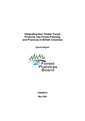 SR19 Integrating Non-Timber Forest Products Into Forest Planning And