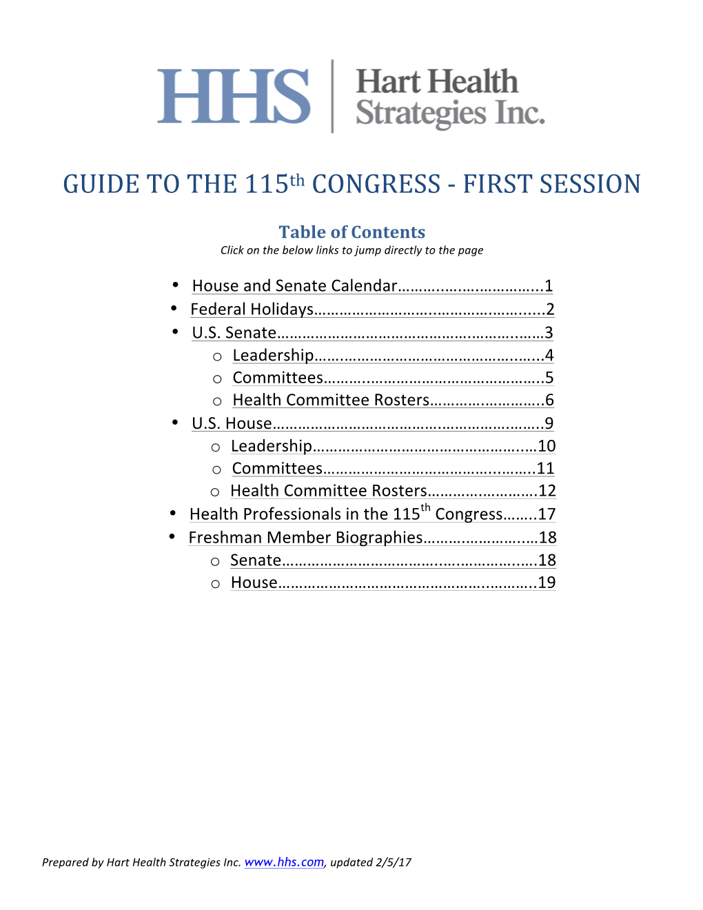 GUIDE to the 115Th CONGRESS