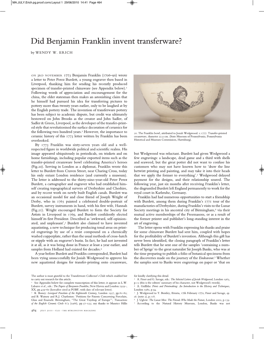 Did Benjamin Franklin Invent Transferware?