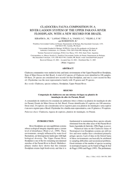 Cladocera Fauna Composition in a River-Lagoon System of the Upper Paraná River Floodplain, with a New Record for Brazil