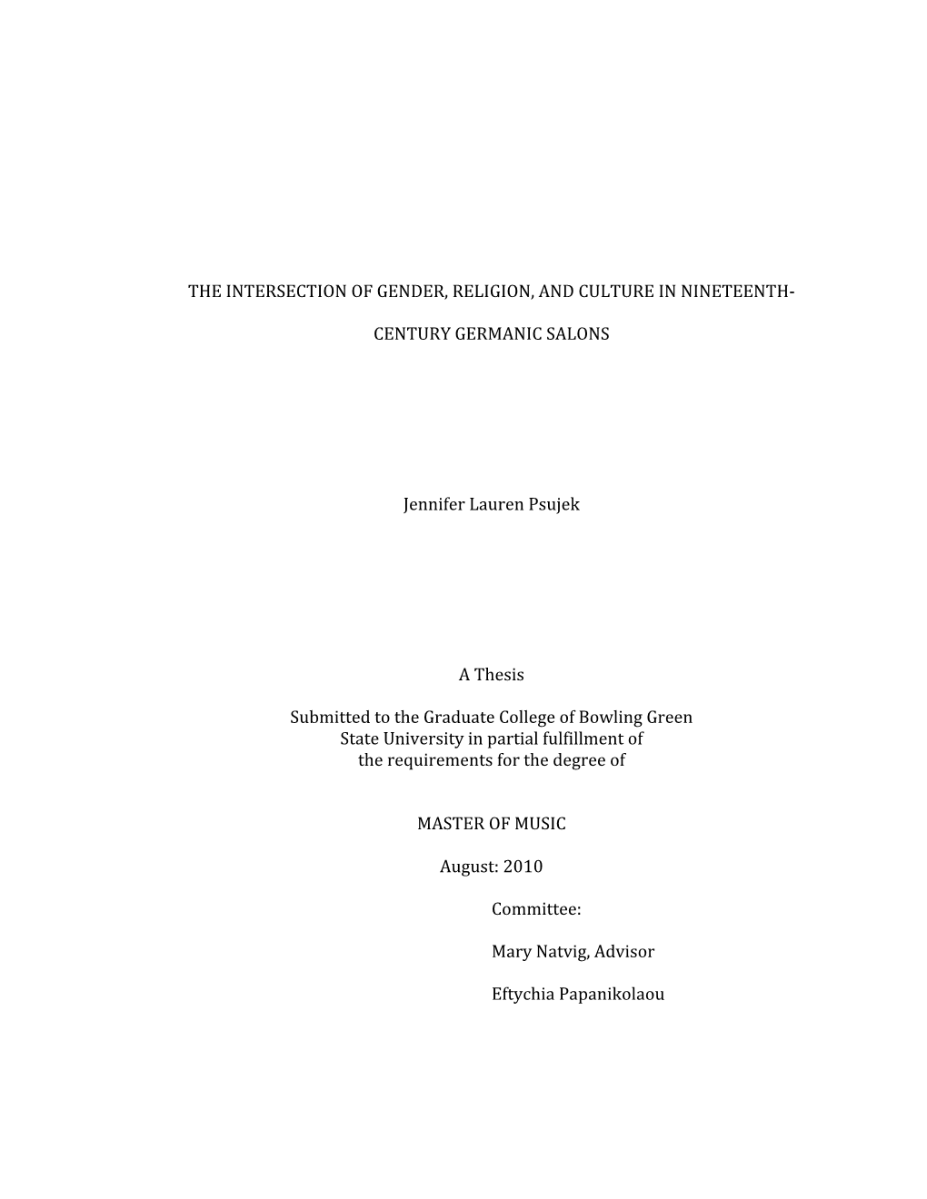 The Intersection of Gender, Religion, and Culture in Nineteenth-Century