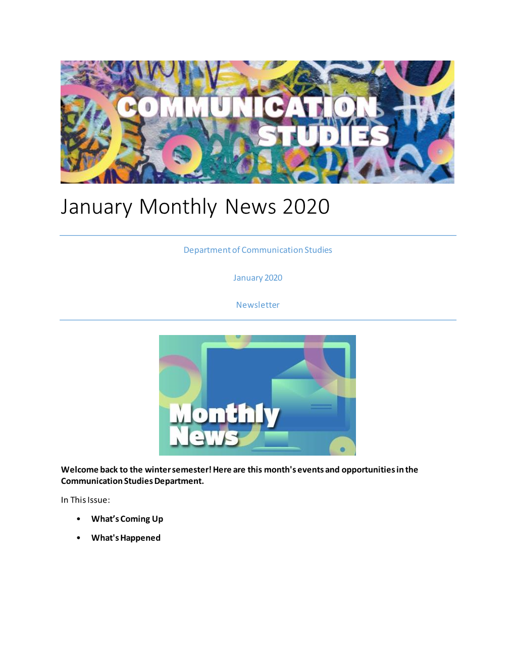 January Monthly News 2020