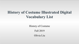 History of Costume Illustrated Digital Vocabulary List