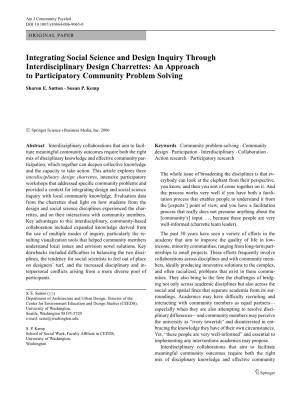 Integrating Social Science and Design Inquiry Through Interdisciplinary Design Charrettes: an Approach to Participatory Community Problem Solving
