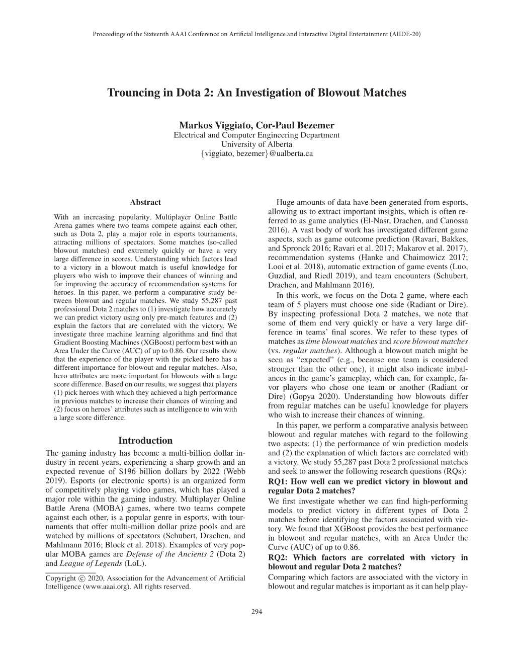 Trouncing in Dota 2: an Investigation of Blowout Matches