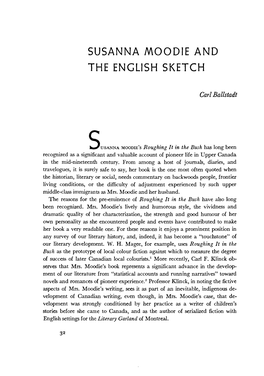 Susanna Moodie and the English Sketch