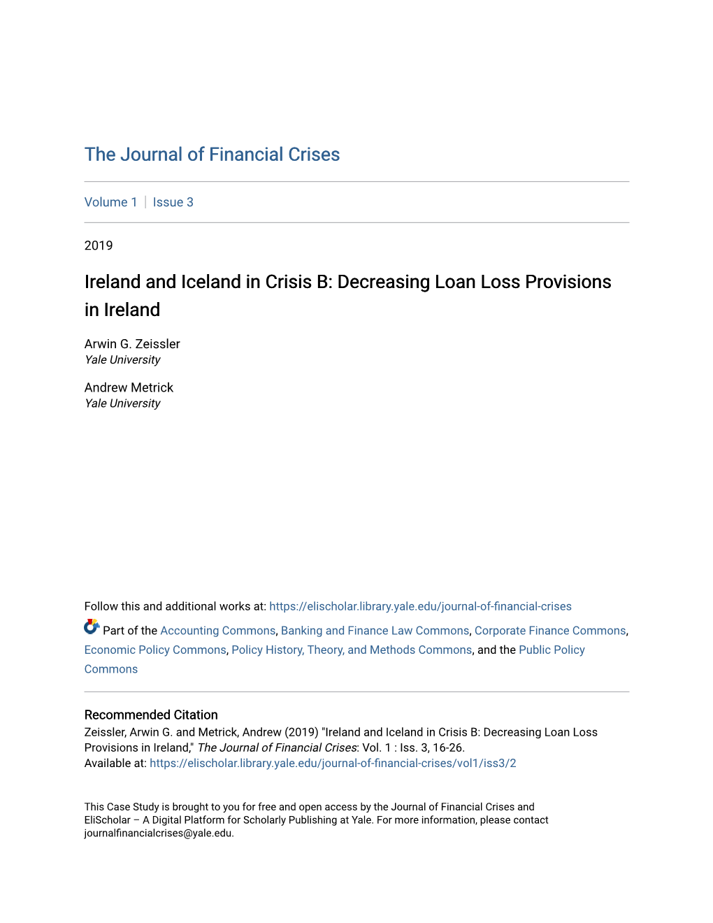 Ireland and Iceland in Crisis B: Decreasing Loan Loss Provisions in Ireland