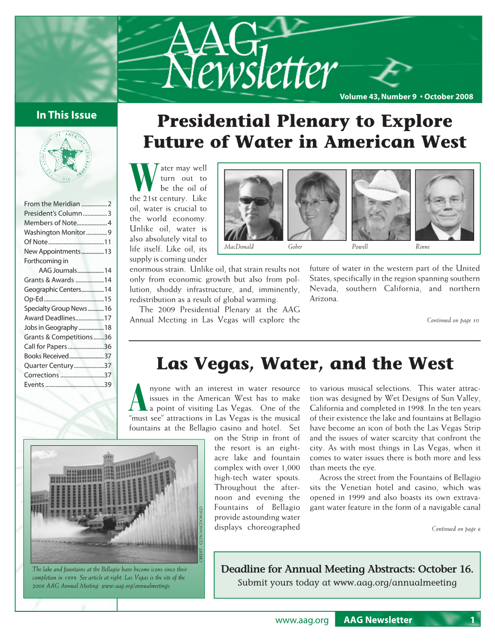 Presidential Plenary to Explore Future of Water in American West Las Vegas, Water, and the West