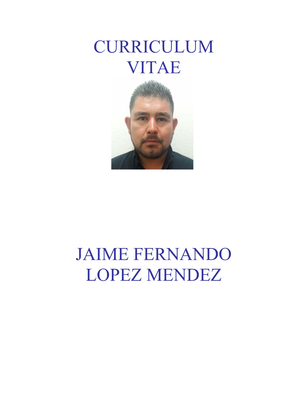 Curriculum Vitae Jaime Fernando Lopez Mendez