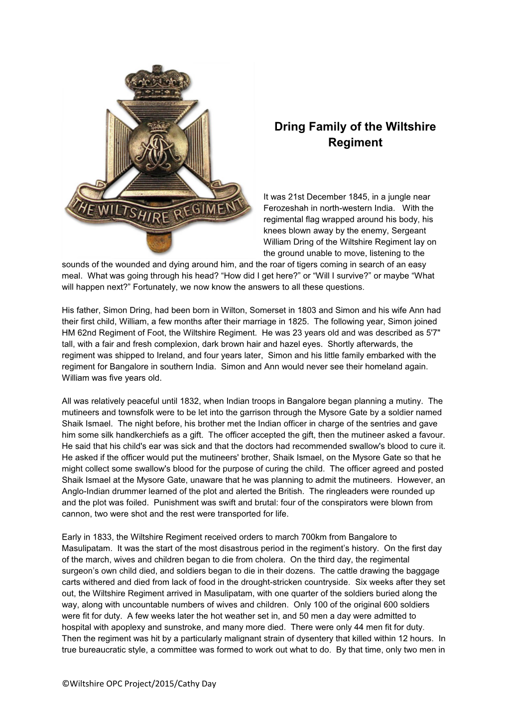 Dring Family of the Wiltshire Regiment