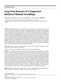Long-Term Dynamics of a Fragmented Rainforest Mammal Assemblage