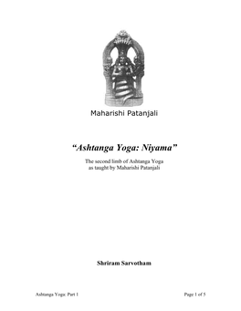 “Ashtanga Yoga: Niyama”