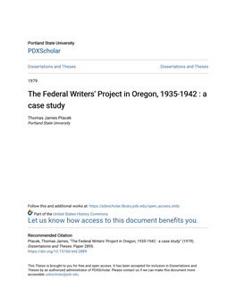 The Federal Writers' Project in Oregon, 1935-1942 : a Case Study