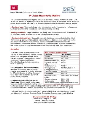 P-Listed Hazardous Wastes