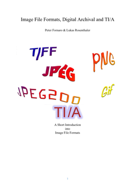 Image File Formats, Digital Archival and TI/A