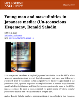 Young Men and Masculinities in Japanese Media: (Un-)Conscious Hegemony, Ronald Saladin