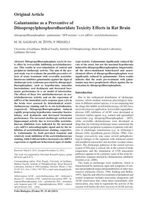 Original Article Galantamine As a Preventive of Diisopropylphosphorofluoridate Toxicity Effects in Rat Brain