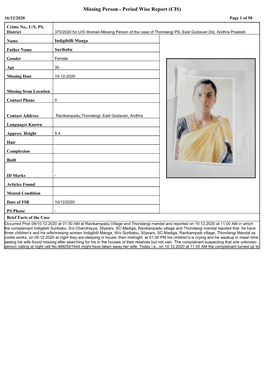 Missing Person - Period Wise Report (CIS) 16/12/2020 Page 1 of 50