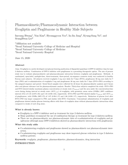 Pharmacokinetic/Pharmacodynamic Interaction Between Evogliptin And