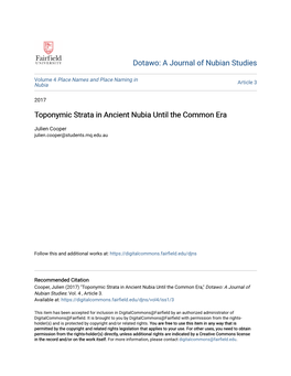 Toponymic Strata in Ancient Nubia Until the Common Era