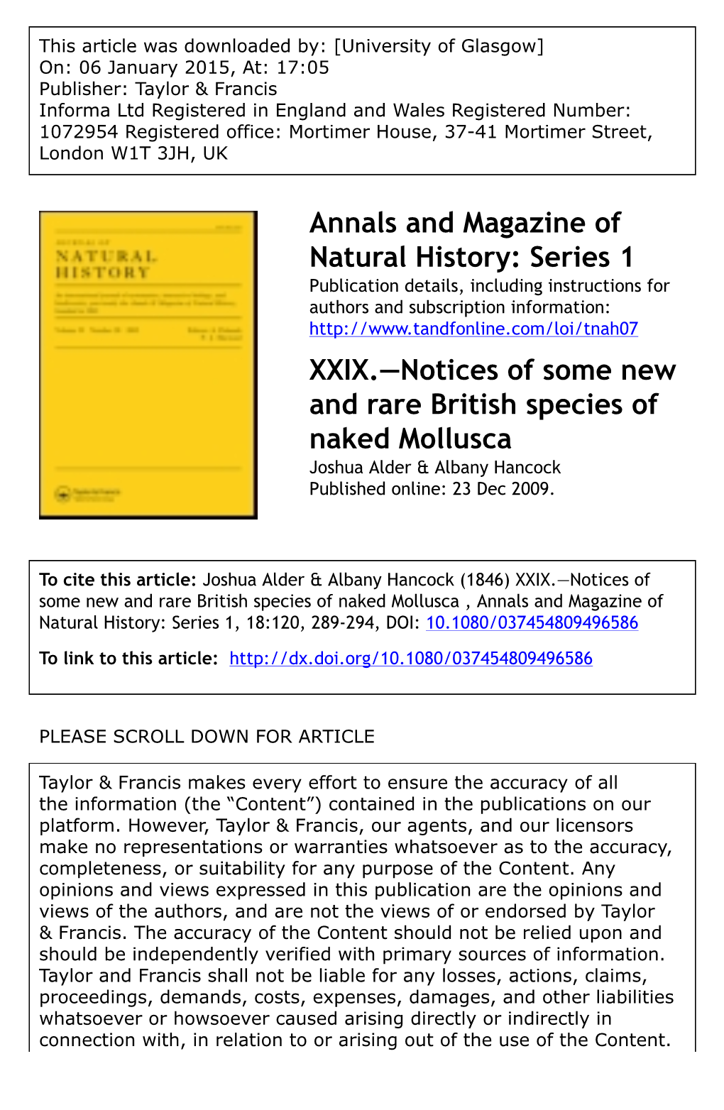 Series 1 XXIX.—Notices of Some New and Rare British Species Of