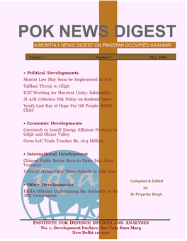 Pok News Digest a Monthly News Digest on Pakistan Occupied Kashmir