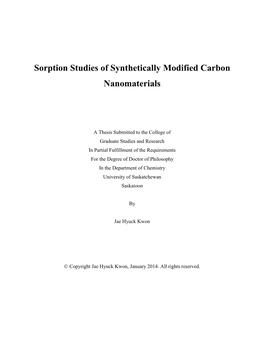 Sorption Studies of Synthetically Modified Carbon Nanomaterials