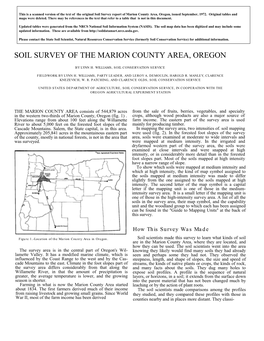 Soil Survey of the Marion County Area, Oregon