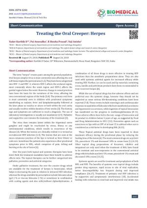 Treating the Oral Creeper: Herpes