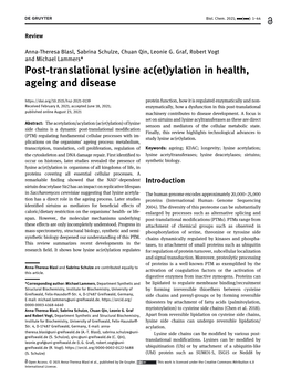 Post-Translational Lysine Ac (Et) Ylation in Health, Ageing and Disease