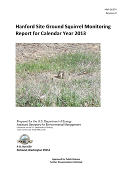 Hanford Site Ground Squirrel Monitoring Report for Calendar Year 2013
