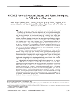 HIV/AIDS Among Mexican Migrants and Recent Immigrants in California and Mexico
