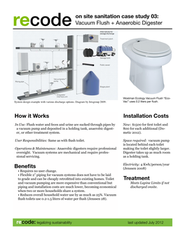 On Site Sanitation Case Study 03: Vacuum Flush + Anaerobic Digester
