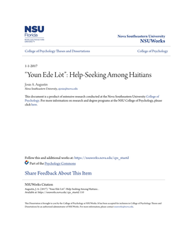 "Youn Ede Lòt”: Help-Seeking Among Haitians Josie A