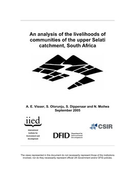 An Analysis of the Livelihoods of Communities of the Upper Selati Catchment, South Africa
