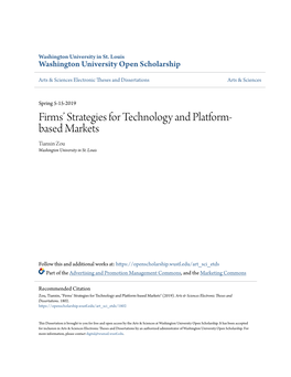 Firms' Strategies for Technology and Platform-Based Markets
