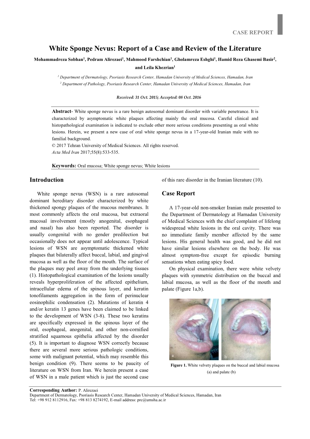 White Sponge Nevus: Report of a Case and Review of the Literature