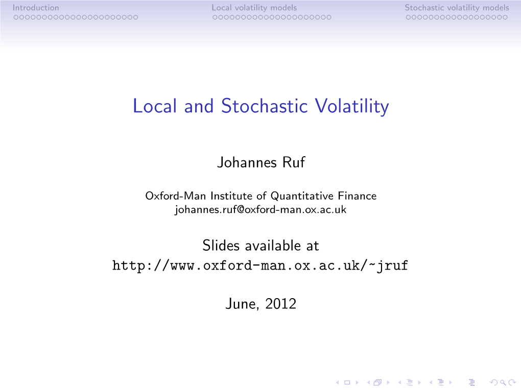 Local and Stochastic Volatility